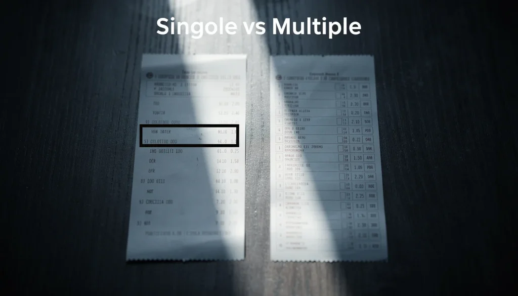 Confronto analitico tra scommesse singole e multiple con dati su overround composto e probabilità reali